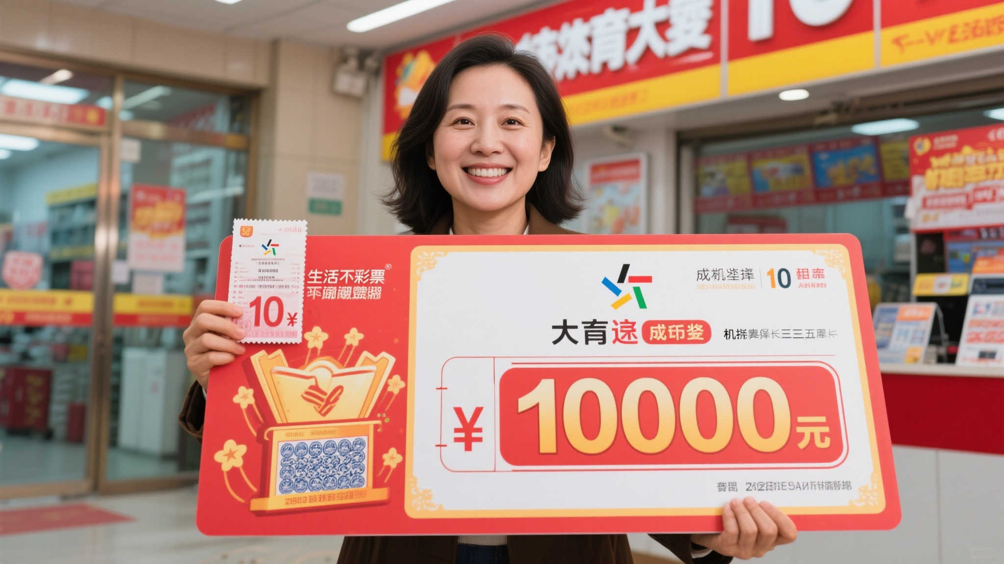 女子10元机选喜中大乐透千万巨奖,仅接触彩票三年! 生活中总有一些意想不到的惊喜让人心潮澎湃